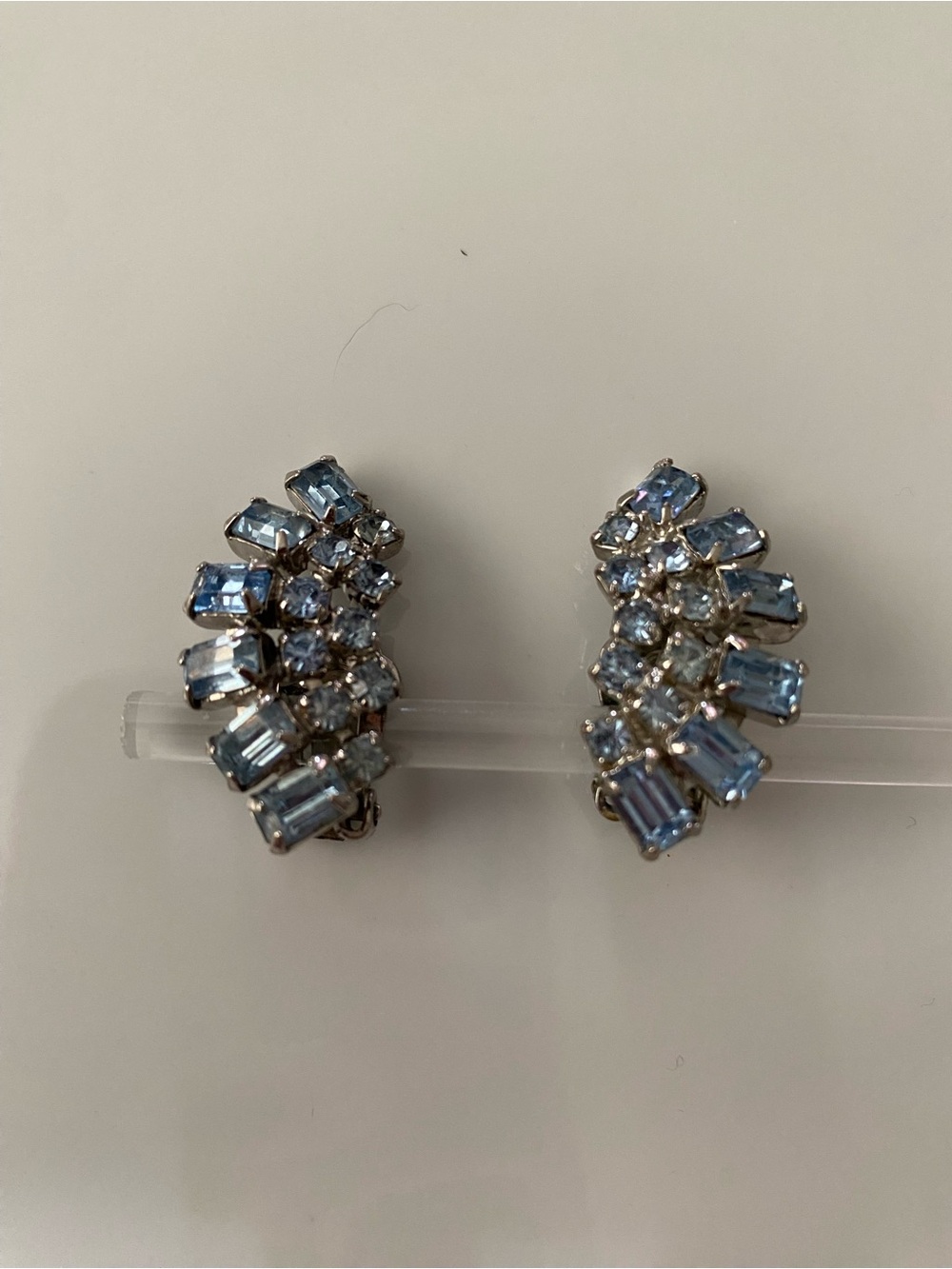 Kramer Elegant Light Blue Crystal Cluster Clip-On Earrings